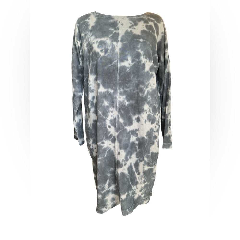 Pure J. Jill Dress Long Sleeve Tie Dyed Gray Black Cotton Knit Size Petite M